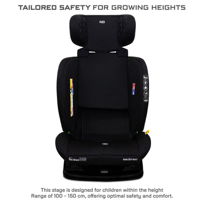 Neobreez Eroca i-Size All-In-One Convertible Car Seat 0-12Yrs (Black/Grey)