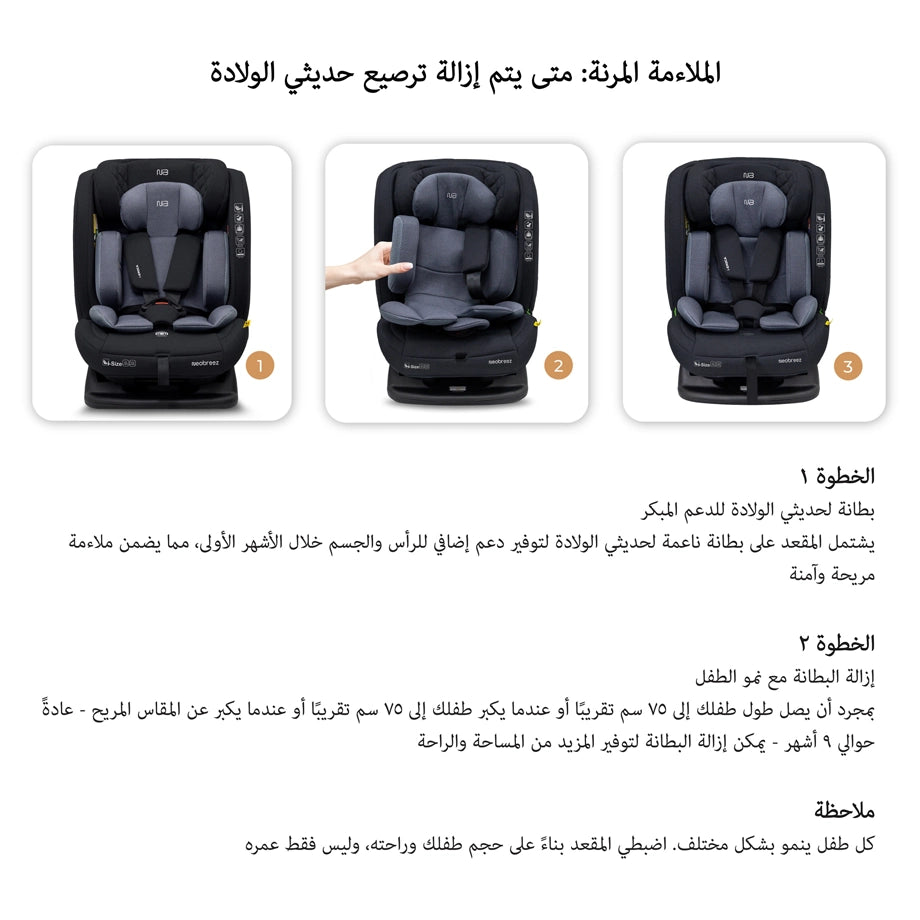 Neobreez Eroca i-Size All-In-One Convertible Car Seat 0-12Yrs (Black/Grey)