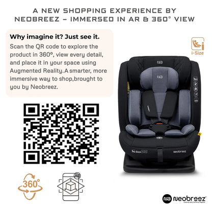 Neobreez Eroca i-Size All-In-One Convertible Car Seat 0-12Yrs (Black/Grey)