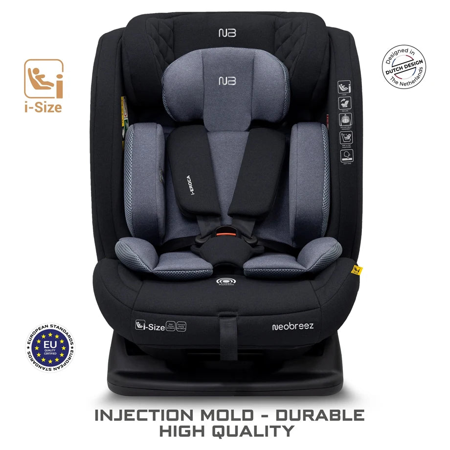 Neobreez Eroca i-Size All-In-One Convertible Car Seat 0-12Yrs (Black/Grey)