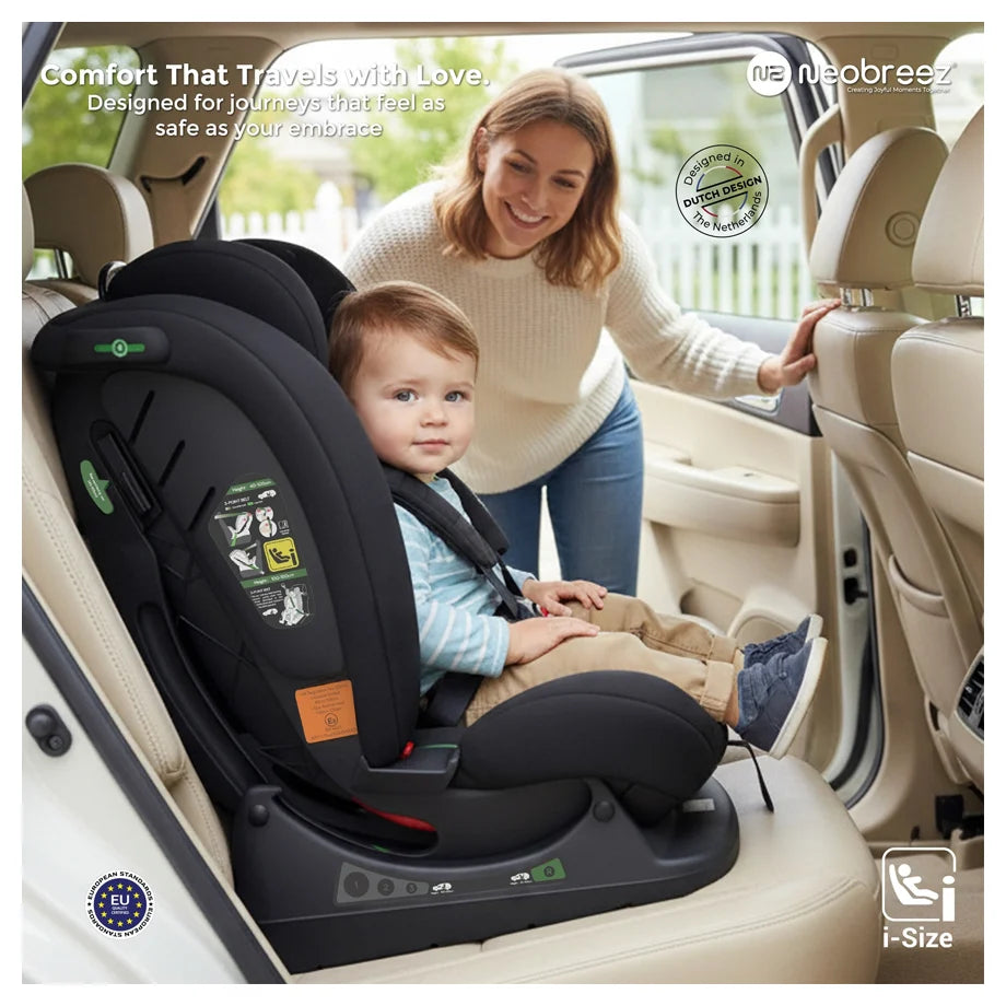 Neobreez Eroca i-Size All-In-One Convertible Car Seat 0-12Yrs (Black/Grey)