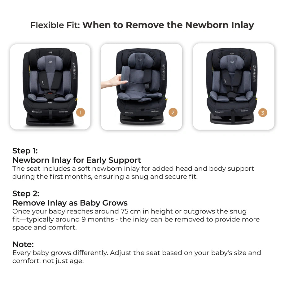 Neobreez Eroca i-Size All-In-One Convertible Car Seat 0-12Yrs (Black/Grey)