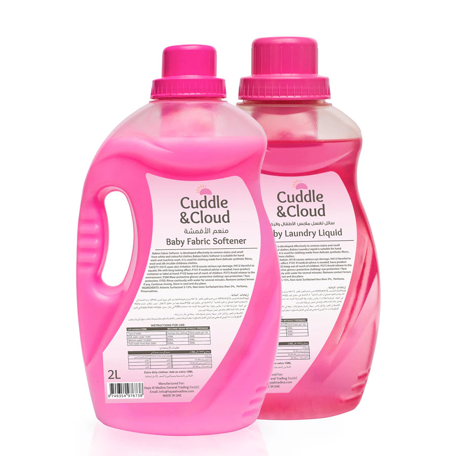 Cuddle & Cloud Baby Fabric Softener 2000ml & Laundry Liquid 1000ml Cuddle & Cloud Baby Fabric Softener 2000ml & Laundry Liquid 1000ml