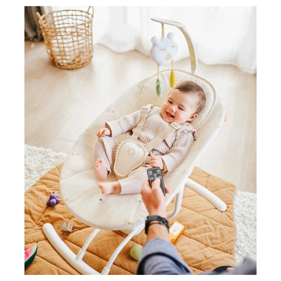Badabulle Lateral Nursery Baby Swing with Remote Control (Cream)