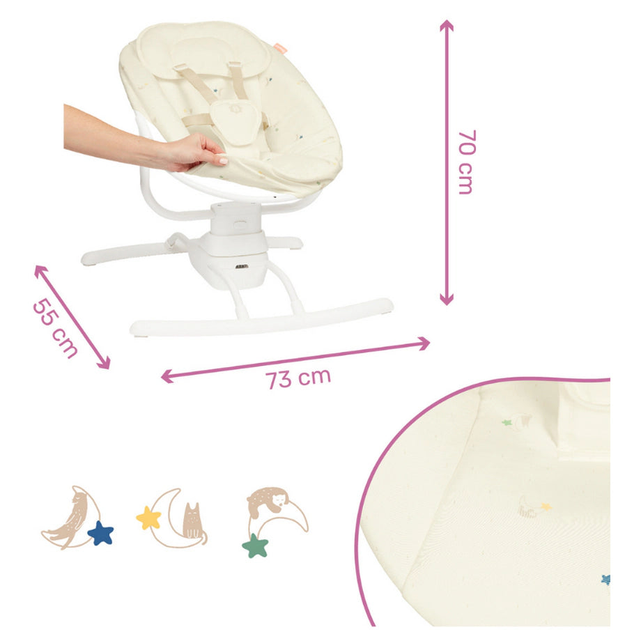 Badabulle Lateral Nursery Baby Swing with Remote Control (Cream)
