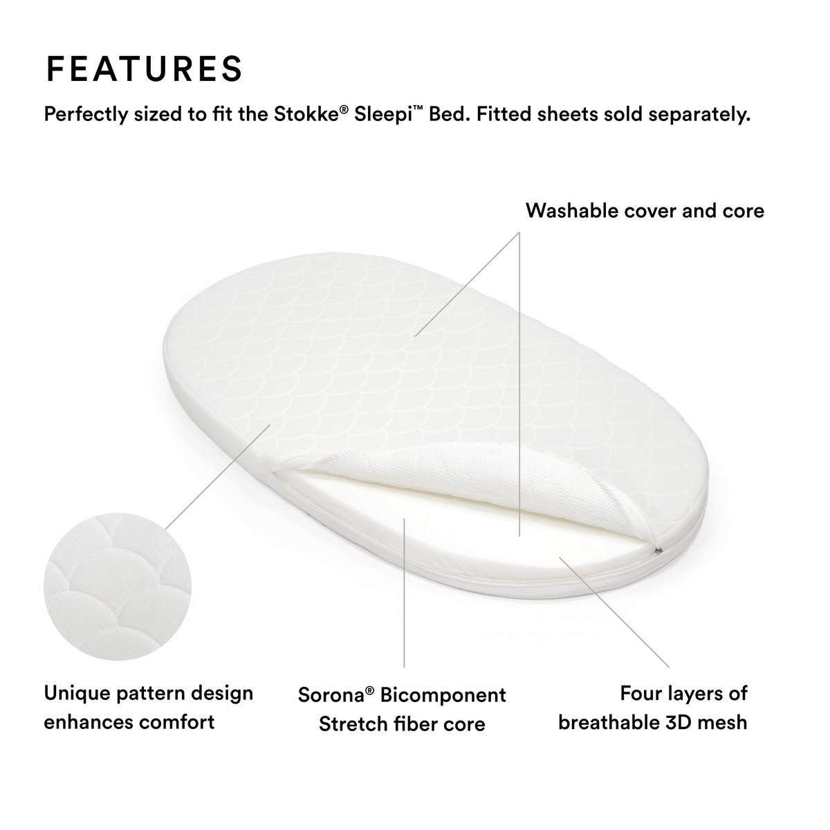 Stokke Sleepi Bed White + Stokke Sleepi Bed Mattress White