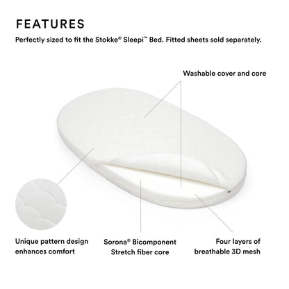 Stokke Sleepi Bed White + Stokke Sleepi Bed Mattress White