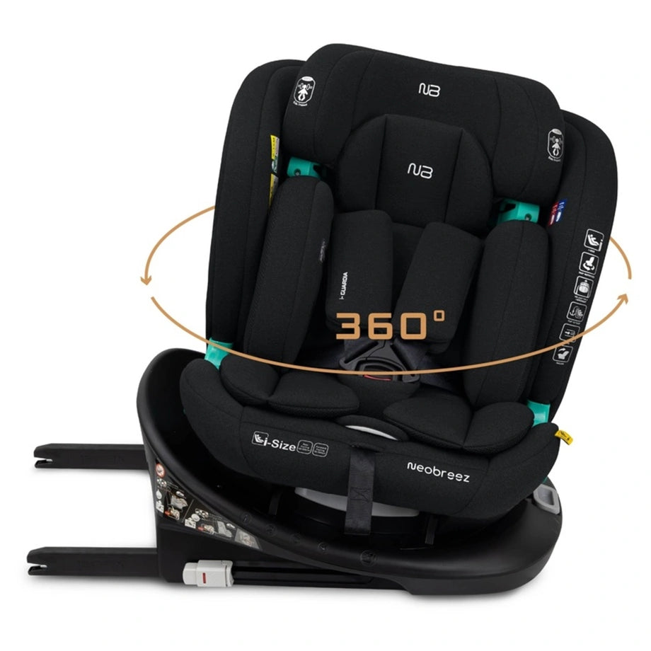 Neobreez Guardia 360° Rotating ISOFIX i-Size Car Seat, All-in-One 0-12Yrs (Black)