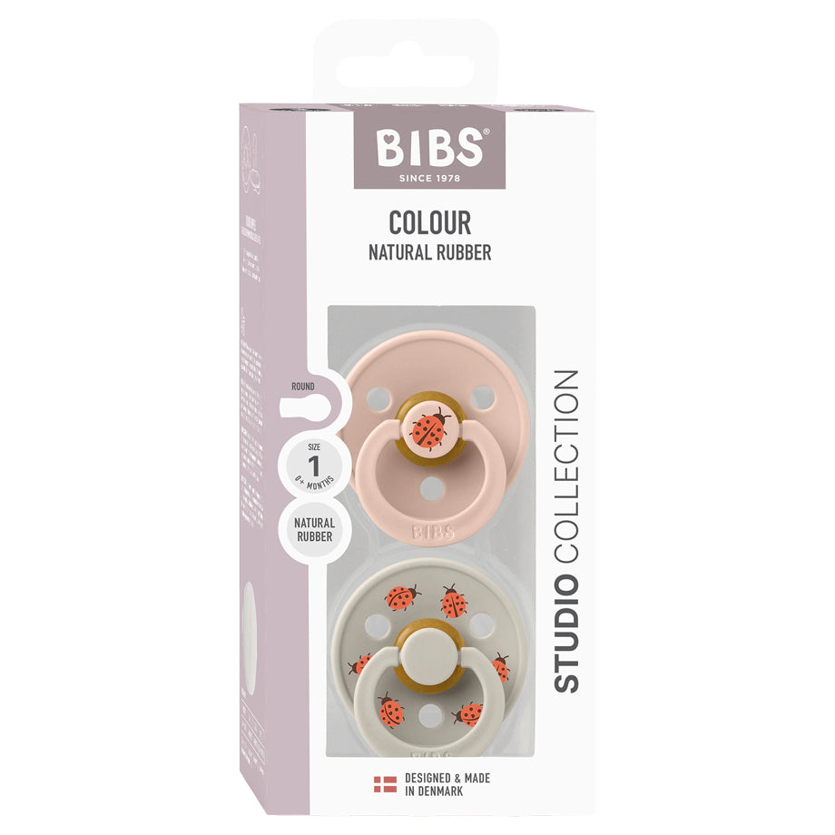 BIBS Colour Pacifier Studio 2-Pack Ladybug Latex Size 1 (Blush Mix)