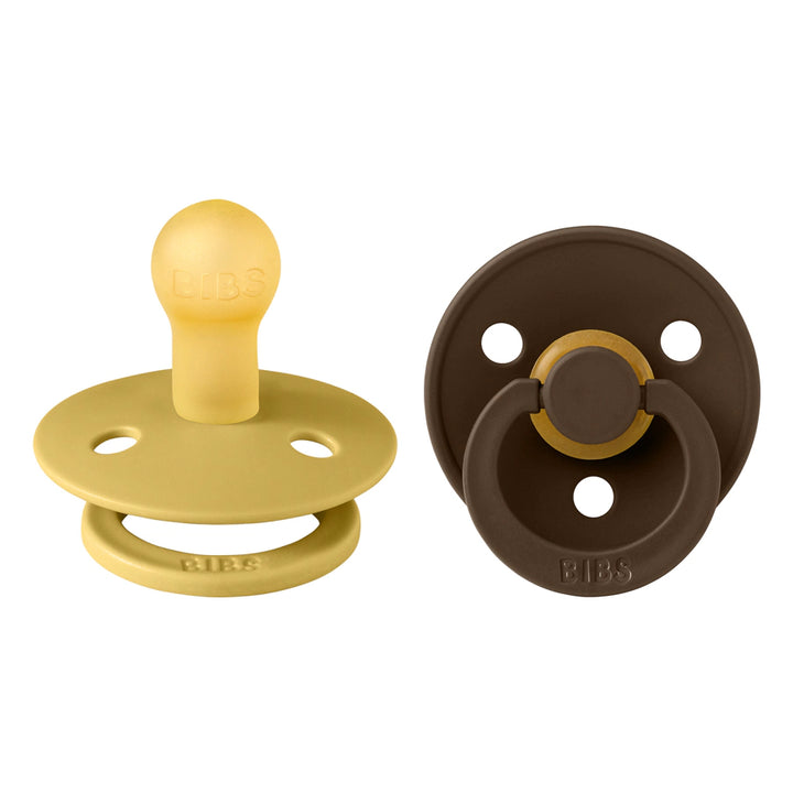 Bibs Colour S1 Pacifiers Pack of 2 (Mustard/Mocha)