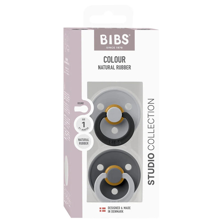 Bibs Pacifier Studio Colour Fusion Latex 2 Pack Size 1 (Cloud Iron Mix)