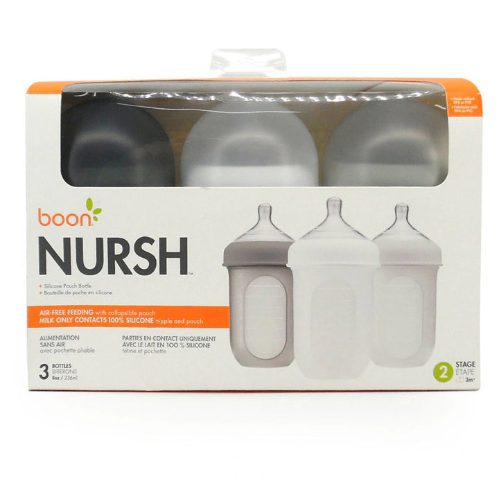 Boon NURSH 8oz Bottle 3pk (Gray Multi)