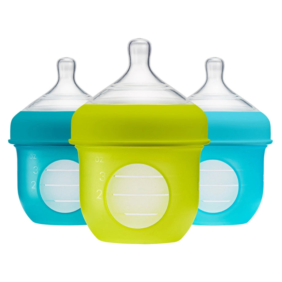 Boon Nursh 4oz Anti-Colic Bottles (Blue Multi, 3 Pack)
