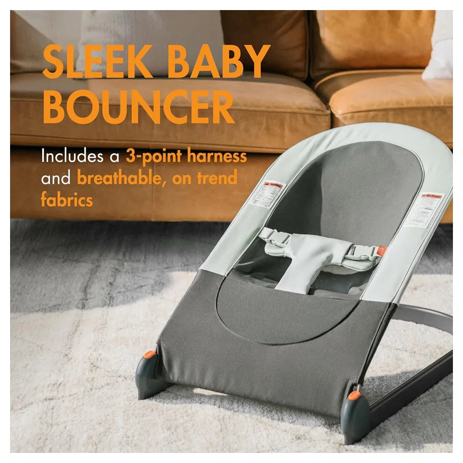 Boon Slant Baby Bouncer Seat Portable (Lightweight Grey)