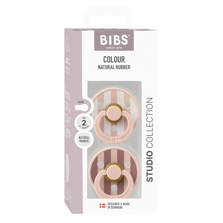 Bibs Pacifier Studio Colour 2 Pack Block Latex Size 1 Blush Mix
