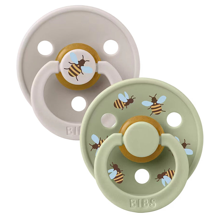 Bibs Pacifier Studio Colour Bumblebee Latex 2 Pack Size 2 (Mushroom Mix)