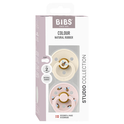 BIBS Colour Pacifier Studio 2-Pack Bumblebee Latex Size 2 (Ivory Mix)