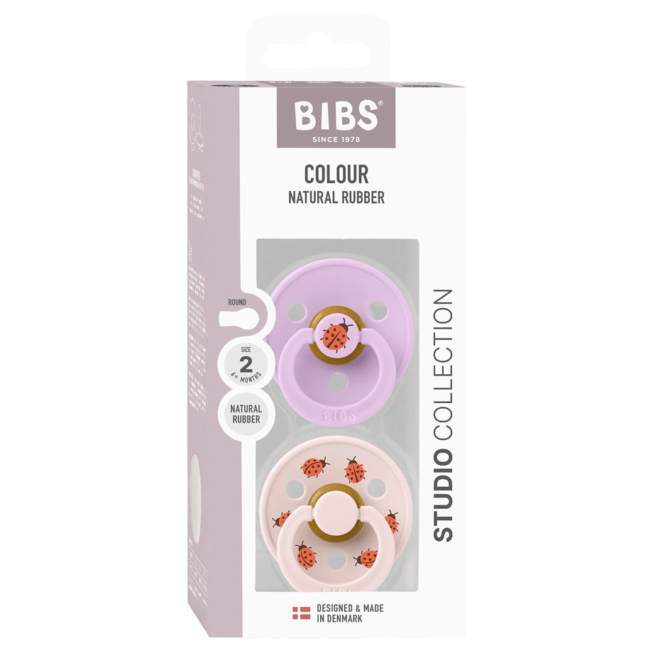 BIBS Colour Pacifier Studio 2-Pack Ladybug Latex Size 2 (Violet Sky Mix)