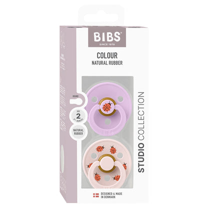 BIBS Colour Pacifier Studio 2-Pack Ladybug Latex Size 2 (Violet Sky Mix)