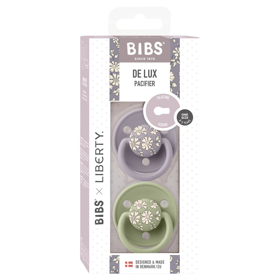 BIBS x Liberty De Lux Pacifier 2-Pack Capel Silicone (Sage Mix)