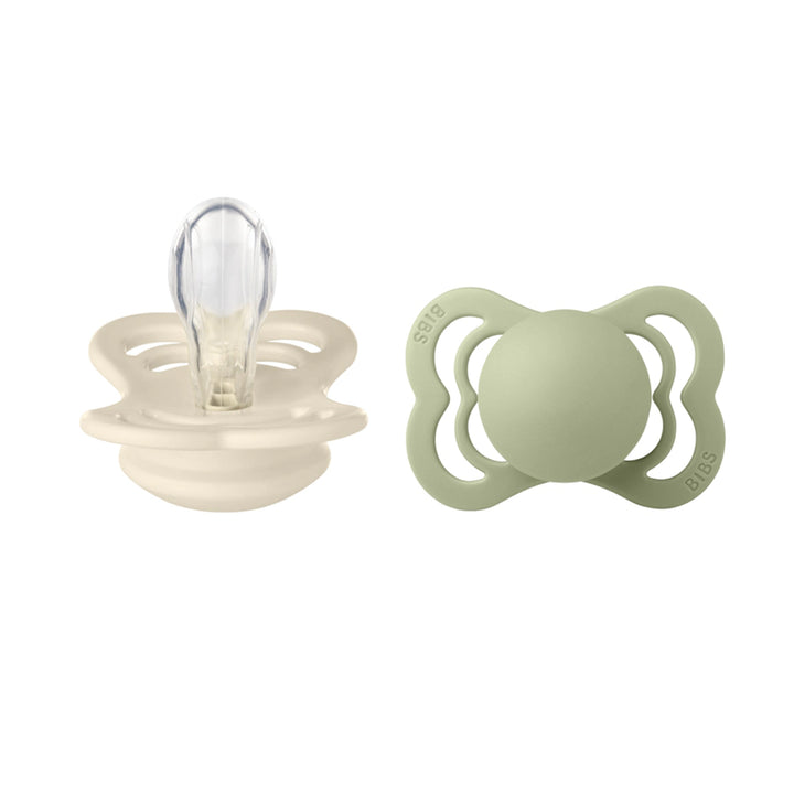 Bibs Supreme S1 Pacifiers Pack of 2 (Ivory/Sage)