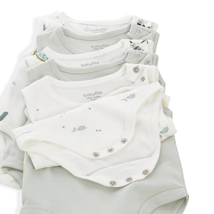طقم ملابس داخلية من الخيزران العضوي من Baby Fits بتصميم ديناصور وتحت الماء، عبوة من 5 قطع طقم ملابس داخلية من الخيزران العضوي من Baby Fits بتصميم ديناصور وتحت الماء، عبوة من 5 قطع