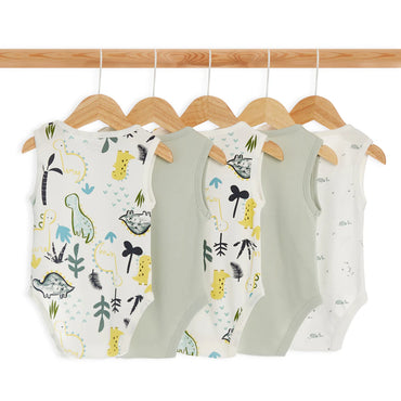 Baby Fits Organic Bamboo Bodysuits Dino & Under Water Pack of 5 (0-3m)