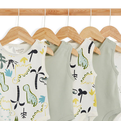 Baby Fits Organic Bamboo Bodysuits Dino & Under Water Pack of 5 (0-3m)