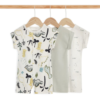 Babyfits Organic Cotton Rompers Dino Pack of 3 (New Born)
