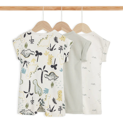 Babyfits Organic Cotton Rompers Dino Pack of 3 (New Born)