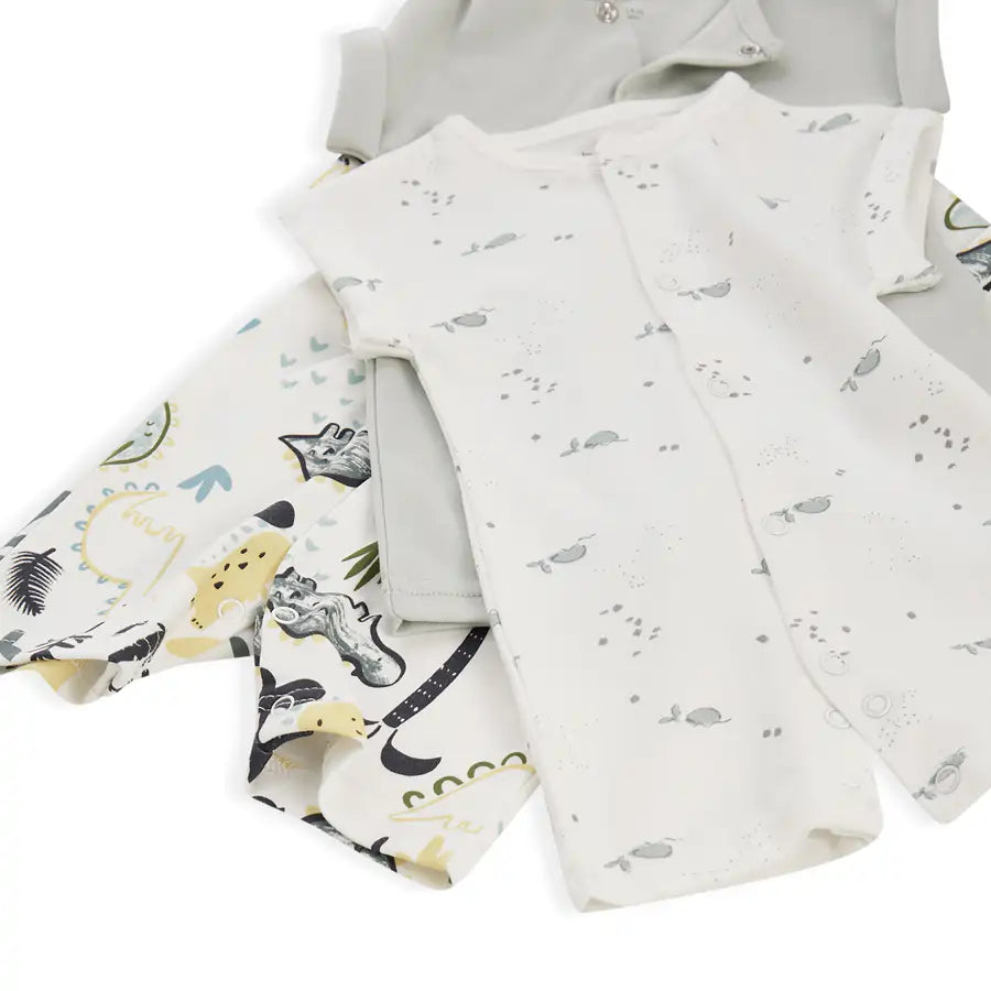 طقم ملابس نوم للأطفال من القطن العضوي من Babyfits، عبوة من 3 قطع بتصميم ديناصور طقم ملابس نوم للأطفال من القطن العضوي من Babyfits، عبوة من 3 قطع بتصميم ديناصور