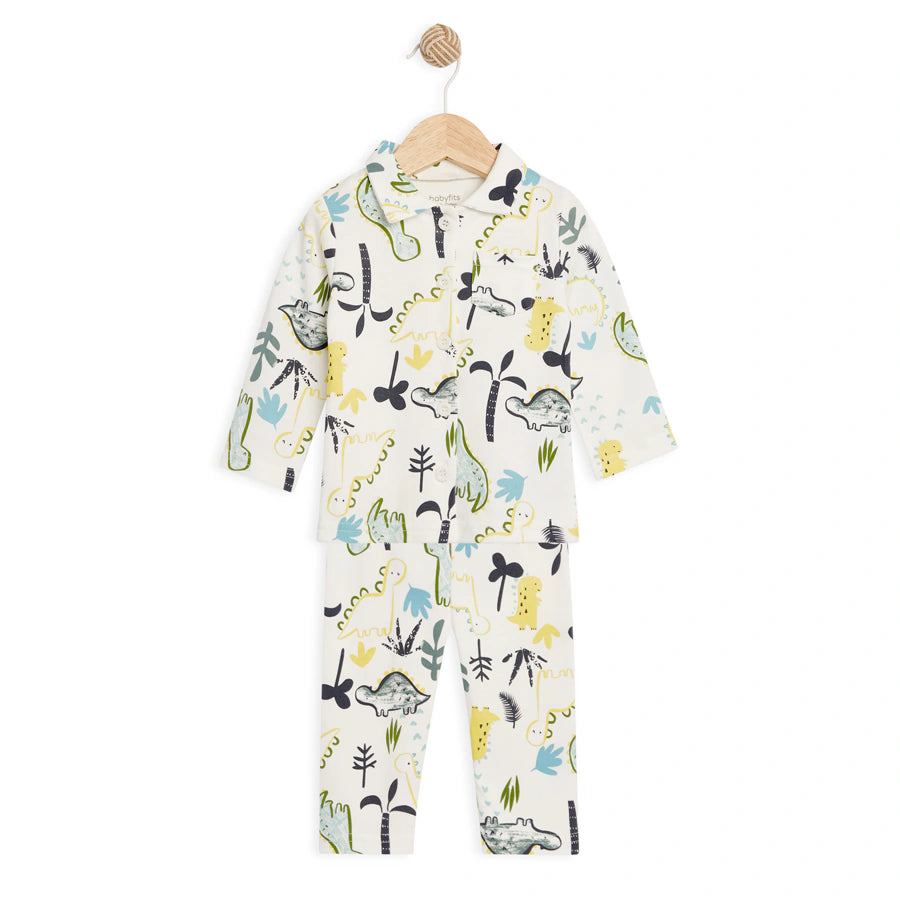 طقم بيجاما من القطن العضوي من Babyfits بياقة ديناصور طقم بيجاما من القطن العضوي من Babyfits بياقة ديناصور