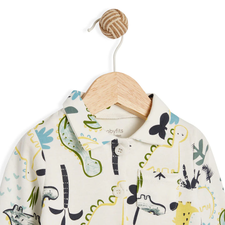 Babyfits Organic Cotton Pyjama Set Collar Dino
