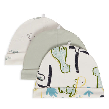 Babyfits Organic Cotton Caps Dino Pack of 3 (0-6m)