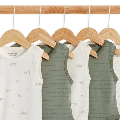 Baby Fits Organic Bamboo Bodysuits Birds Pack of 5