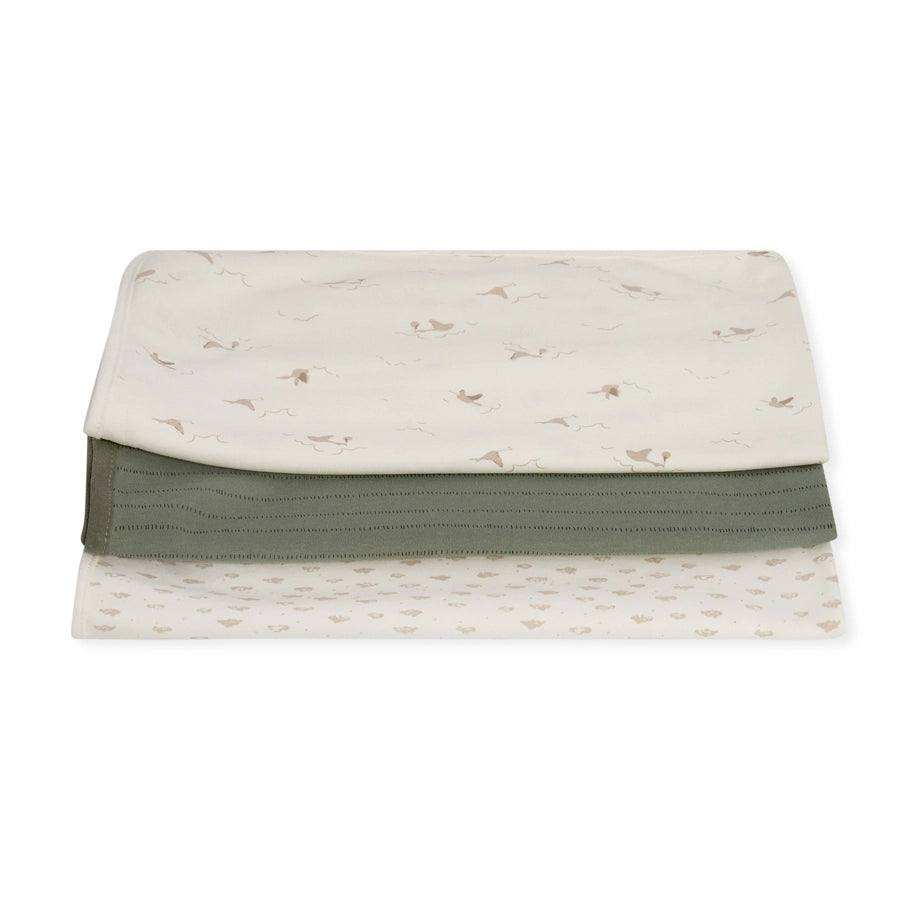 Babyfits Organic Cotton Blankets Birds Pack of 3 (70 x 70 cm)