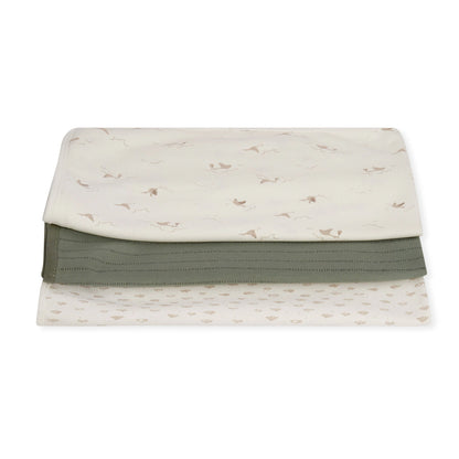 Babyfits Organic Cotton Blankets Birds Pack of 3 (70 x 70 cm)