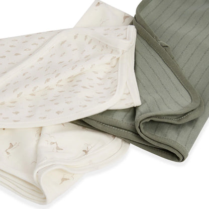 Babyfits Organic Cotton Blankets Birds Pack of 3 (70 x 70 cm)