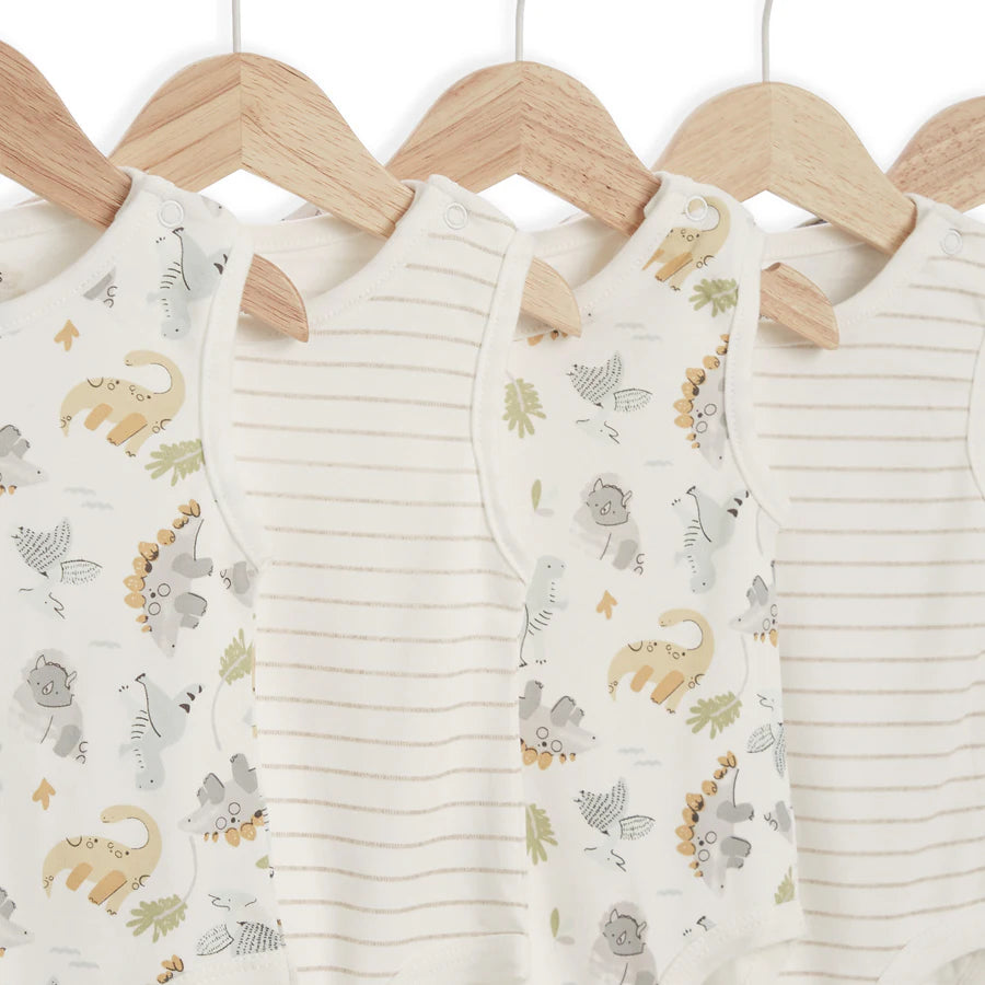 طقم ملابس داخلية من الخيزران العضوي من Baby Fits بنقشة ديناصور وخطوط، عبوة من 5 قطع طقم ملابس داخلية من الخيزران العضوي من Baby Fits بنقشة ديناصور وخطوط، عبوة من 5 قطع