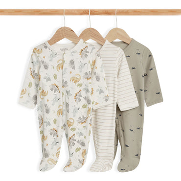Babyfits Organic Cotton Sleepsuits Dinos Pack of 3 (Extra Small)