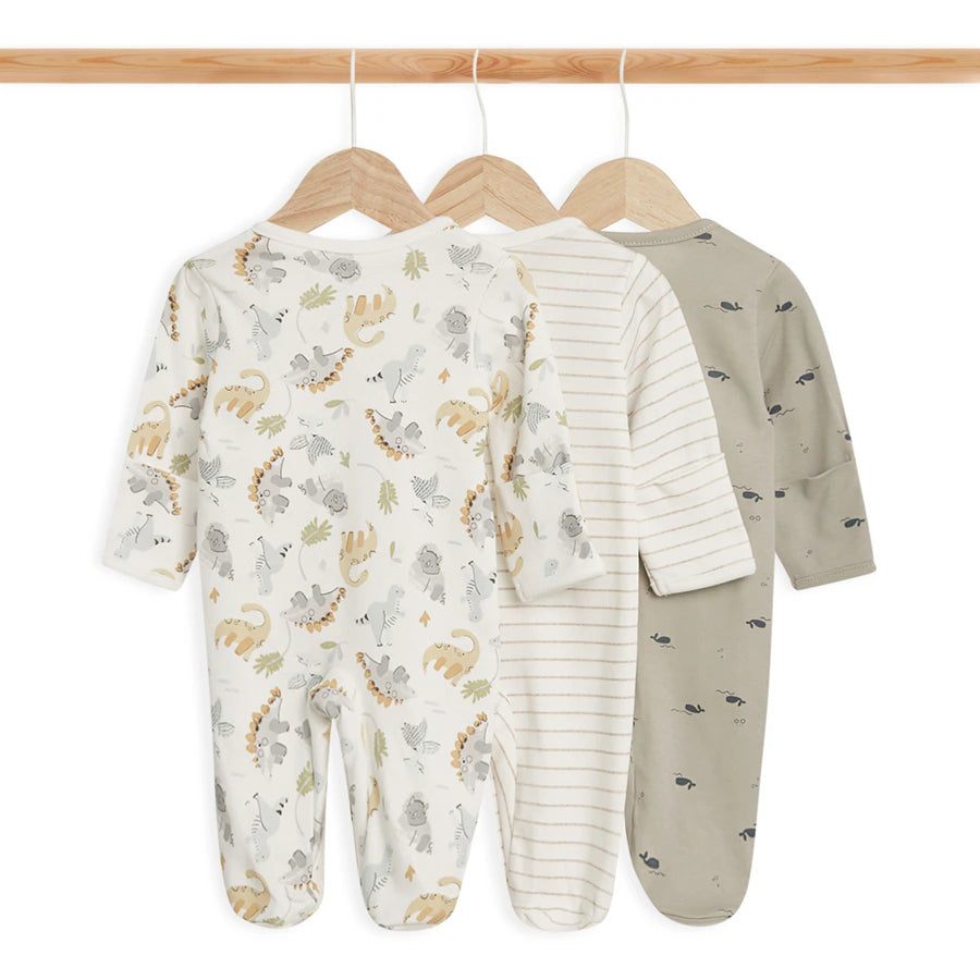 طقم نوم ديناصورات من القطن العضوي من Babyfits، عبوة من 3 قطع طقم نوم ديناصورات من القطن العضوي من Babyfits، عبوة من 3 قطع