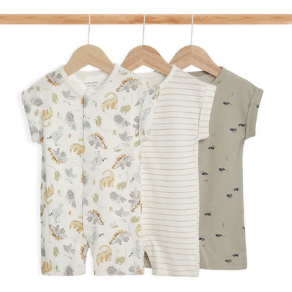 Babyfits Organic Cotton Rompers Dinos Pack of 3 (New Born)