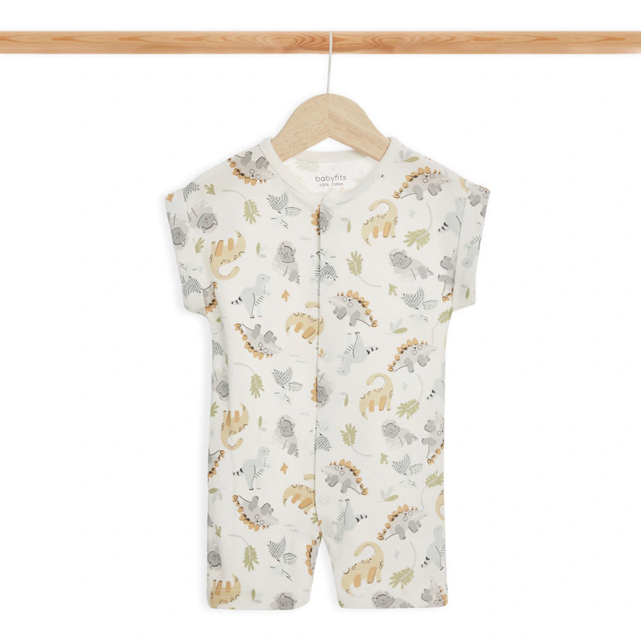 طقم ملابس نوم للأطفال من القطن العضوي من Babyfits، طقم من 3 قطع، مطبوع عليه رسومات ديناصورات طقم ملابس نوم للأطفال من القطن العضوي من Babyfits، طقم من 3 قطع، مطبوع عليه رسومات ديناصورات