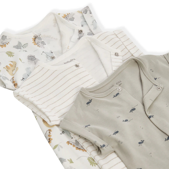 Babyfits Organic Cotton Rompers Dinos Pack of 3 (New Born)