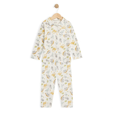 Babyfits Organic Cotton Pyjama Set Collar Dinos (0-6m)