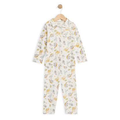 Babyfits Organic Cotton Pyjama Set Collar Dinos (0-6m)