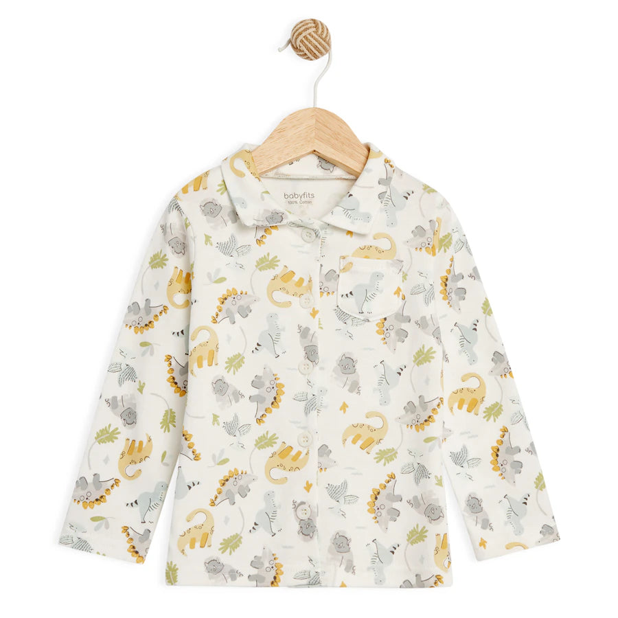 طقم بيجاما من القطن العضوي من Babyfits بياقة ديناصورات طقم بيجاما من القطن العضوي من Babyfits بياقة ديناصورات