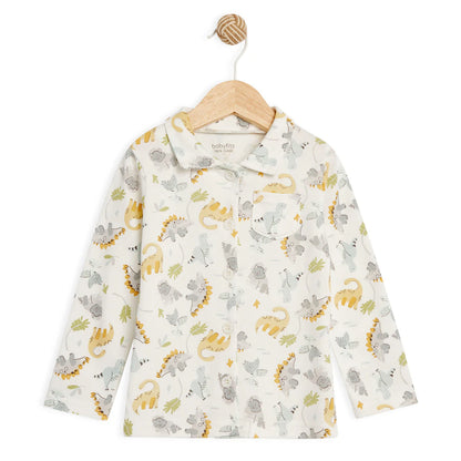Babyfits Organic Cotton Pyjama Set Collar Dinos (0-6m)