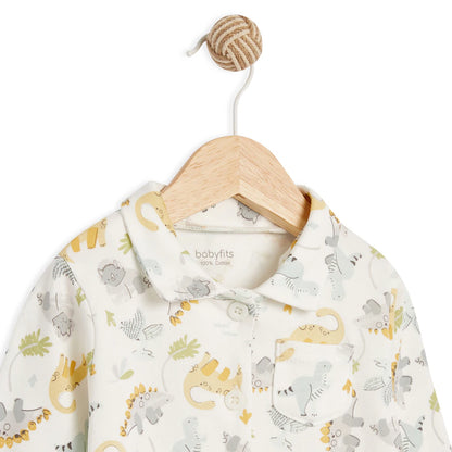 Babyfits Organic Cotton Pyjama Set Collar Dinos (0-6m)