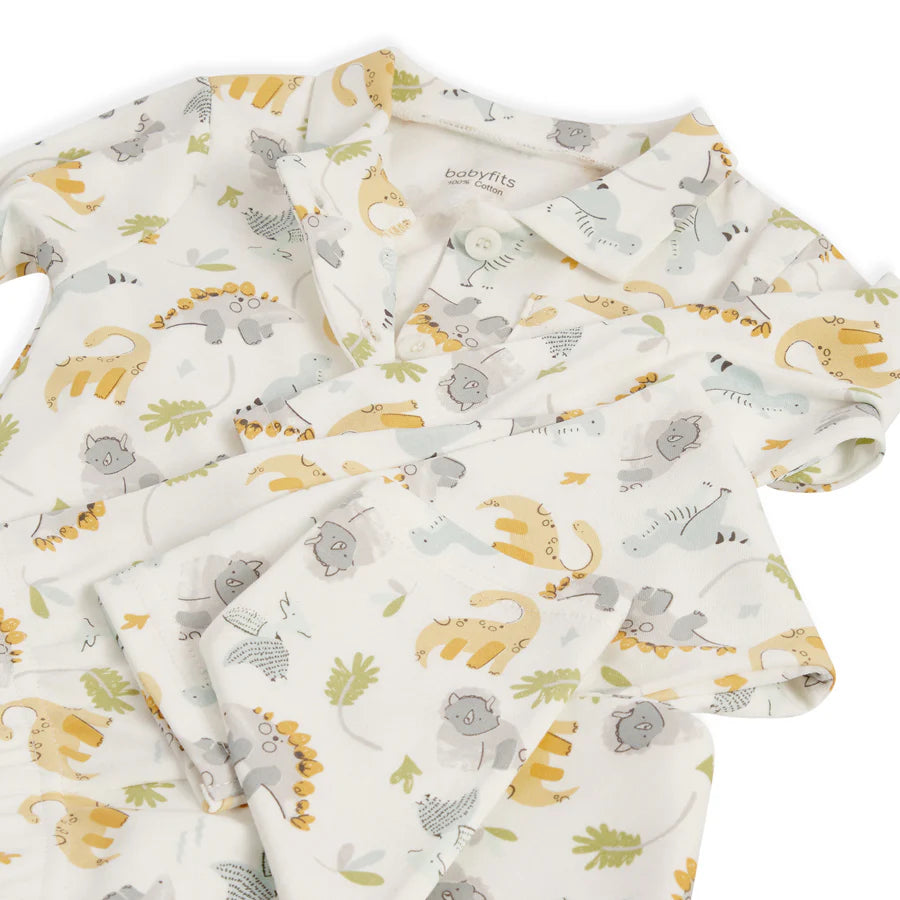 طقم بيجاما من القطن العضوي من Babyfits بياقة ديناصورات طقم بيجاما من القطن العضوي من Babyfits بياقة ديناصورات
